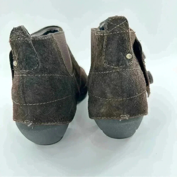 Merrell Luxe button ankle bootie 10 41 espresso brown suede stapled clog boot - Picture 11 of 13